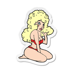 sticker of a cartoon pin up girl