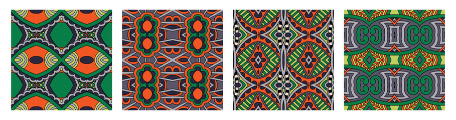 set of different seamless colored vintage geometric pattern