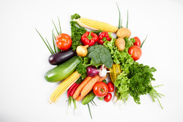 fresh vegetables on the white background