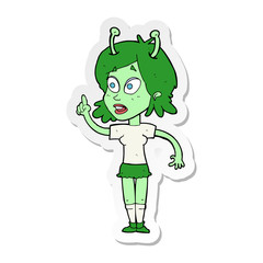 sticker of a cartoon space alien