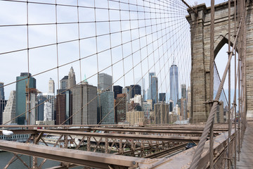 Brooklyn Bridge with view on skyscrapers