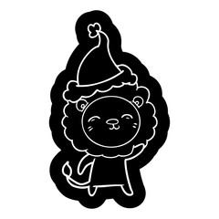 cartoon icon of a lion wearing santa hat
