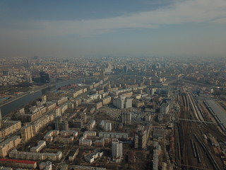 Fototapeta na wymiar Buildings panorama moscow copter