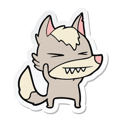 sticker of a angry wolf cartoon