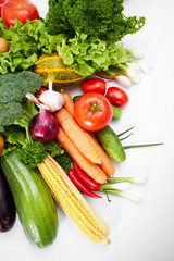 fresh vegetables on the white background