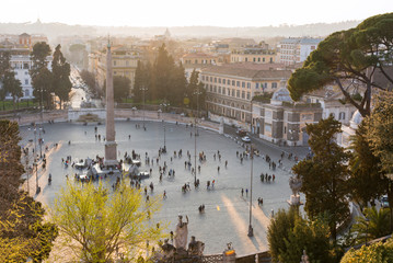 people on Maria del Popolo square in Rome