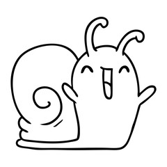 line drawing kawaii happy cute snail