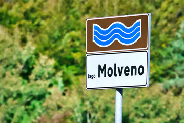 Information sign Lago Molveno , Dolomiten