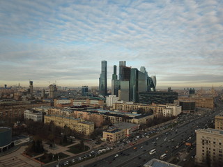 Panorama copter Moscow sity view