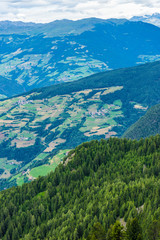 Fototapeta na wymiar Alpe di Siusi, Seiser Alm with Sassolungo Langkofel Dolomite, a view of a large mountain in the background
