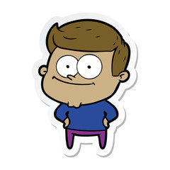 sticker of a cartoon happy man