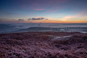 mist over the moors at sunrise
