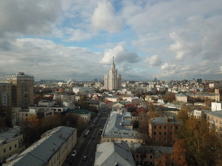 Panorama copter Moscow sity view