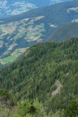 Fototapeta na wymiar Alpe di Siusi, Seiser Alm with Sassolungo Langkofel Dolomite, a view of a large mountain in the background
