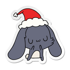 christmas sticker cartoon of kawaii rabbit