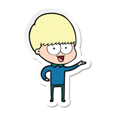 sticker of a happy cartoon boy