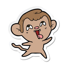 sticker of a crazy cartoon monkey