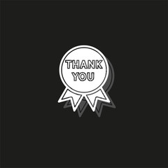 greeting Thank you tag on ribbon - label badge illustration isolated - thank you card