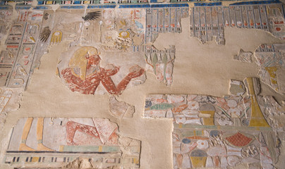 Drawings from the walls of Sanctuary of Mortuary Hatshepsut Temple, Luxor,