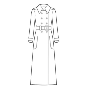 Ladies Trench Jacket Vector Template