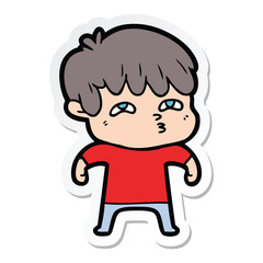 sticker of a cartoon curious man