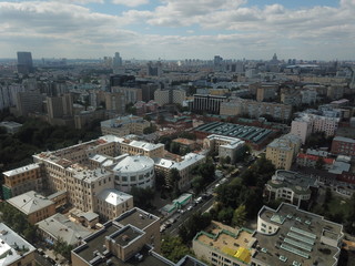 Fototapeta na wymiar Copter panorama Moscow sity view