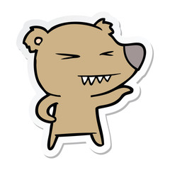 sticker of a angry bear cartoon