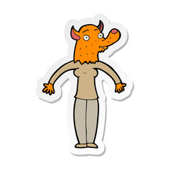 sticker of a cartoon friendly fox woman