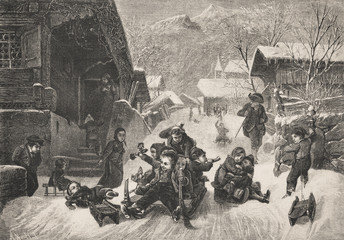 The sleigh ride. - Illustration, Germany, 1870-1879, 19th Century, 19th Century Style, Ancient
