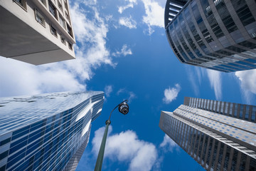immeuble tour building gratte ciel bâtiment perspective affaire bureau travail banque entreprise...