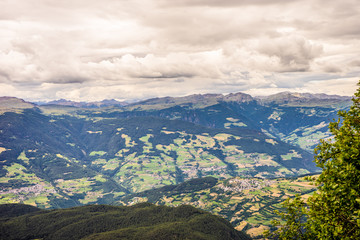 Alpe di Siusi, Seiser Alm with Sassolungo Langkofel Dolomite, a view of a large mountain in the background