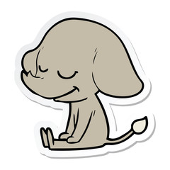 sticker of a cartoon smiling elephant