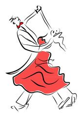 Obraz premium dancing couple cartoon illustration vector