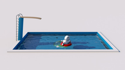 Astronauta flotando en la piscina © Borja_Bernal
