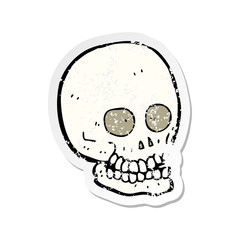 retro distressed sticker of a cartoon skull