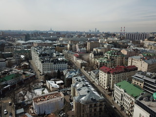 Panorama copter sity view Moscow
