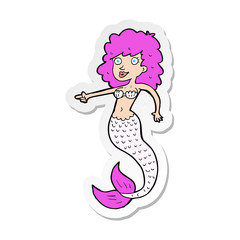 sticker of a cartoon pink mermaid