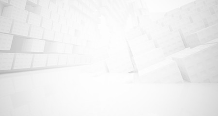 Abstract white parametric interior with window. 3D illustration and rendering.