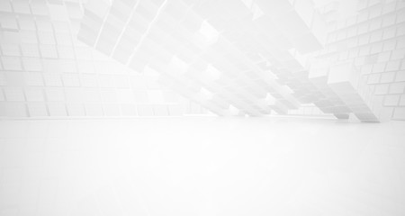 Abstract white parametric interior with window. 3D illustration and rendering.