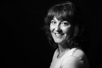 Portrait of a beautiful woman with expression black and white