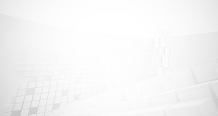 Abstract white parametric interior with window. 3D illustration and rendering.