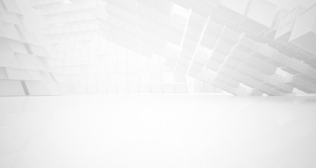 Abstract white parametric interior with window. 3D illustration and rendering.
