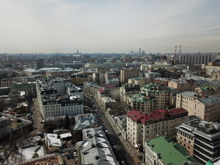 Panorama copter sity view Moscow