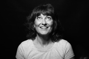 Portrait of a beautiful woman with expression black and white