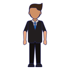 Executive businessman cartoon blue lines faceless