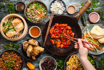Assorted Chinese dishes