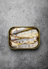 Canned fish in a tin