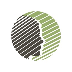 Stylish striped head silhouette