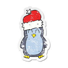 retro distressed sticker of a cartoon penguin