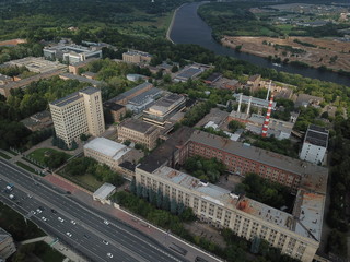 Copter sity view panorama Moscow